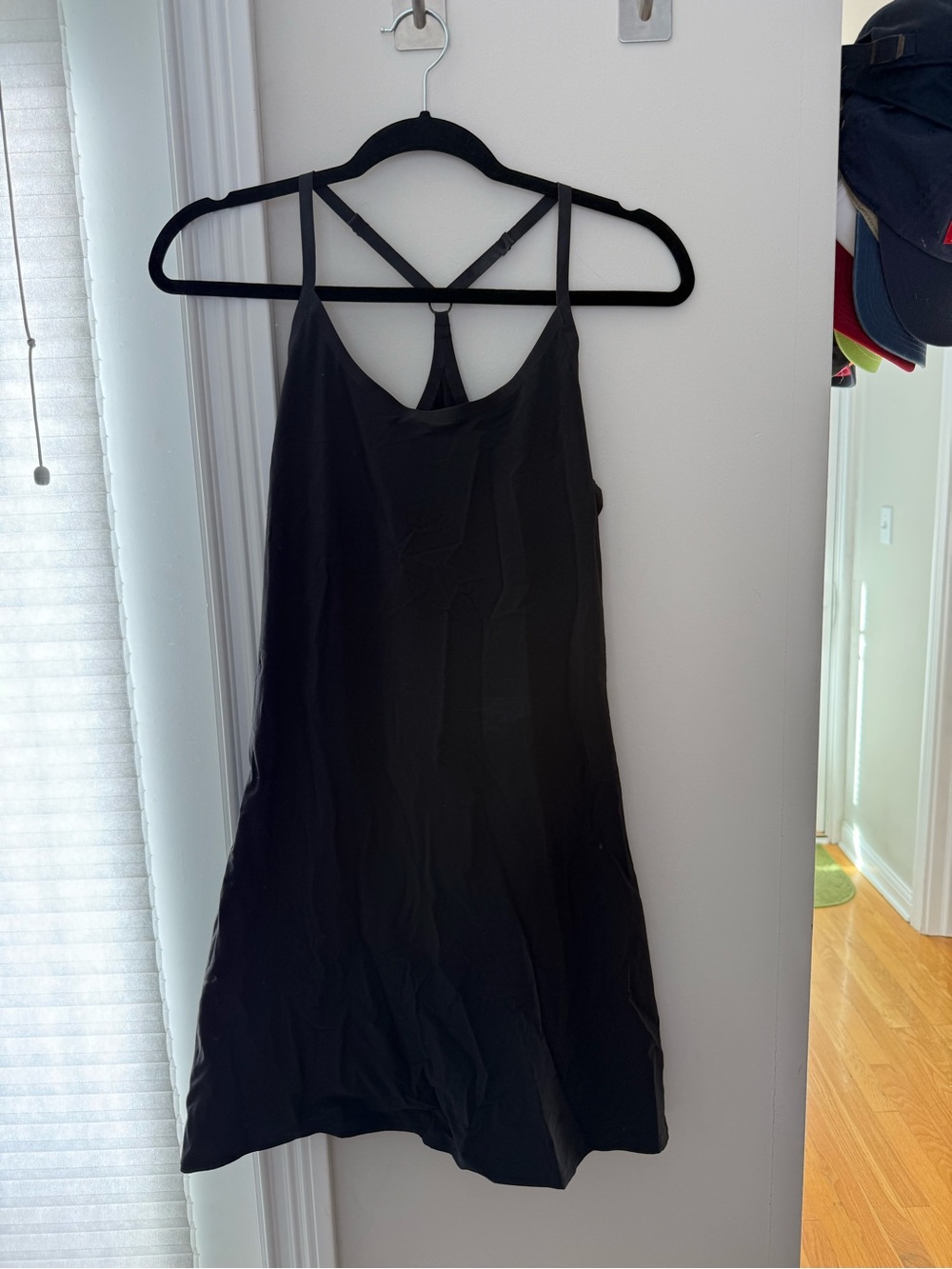 Outdoor Voices Black Slip Mini Dress with Cross-Strap Back